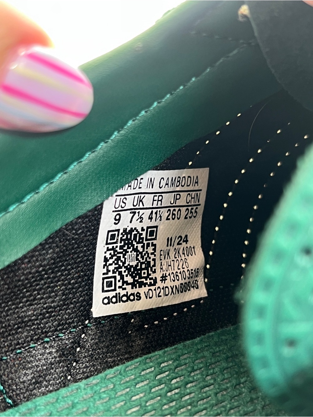 EUC! Adidas x Liberty London SL 72 OG "Collegiate Green" Sneakers Size 9 - Picture 9 of 10